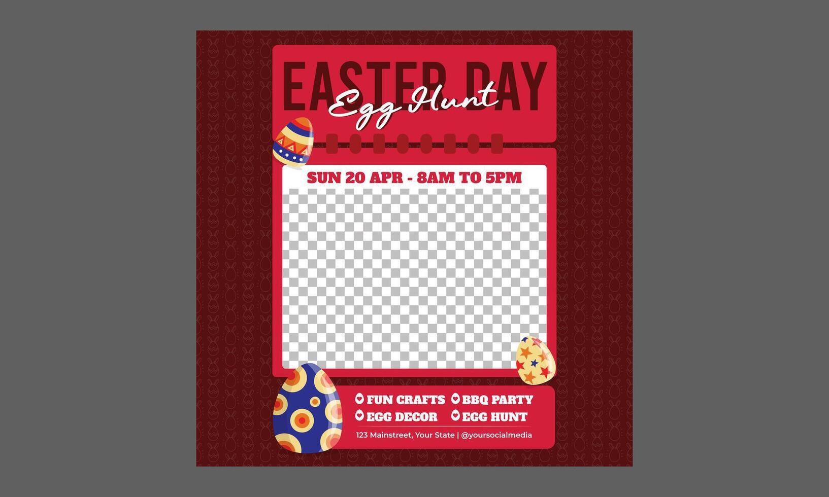Easter Day Socials Media. Easter invitation card . Bunny easter card set for social media post vector