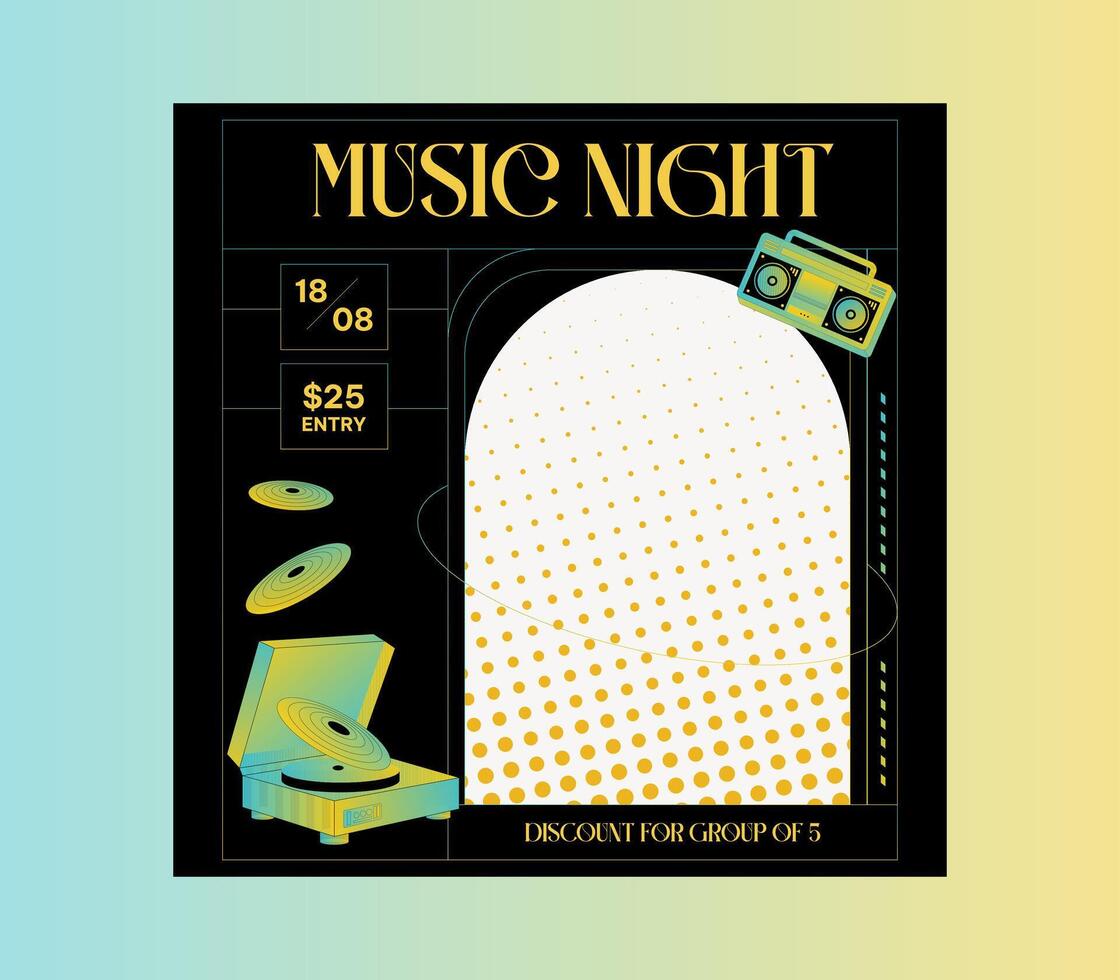 music night social media. vector