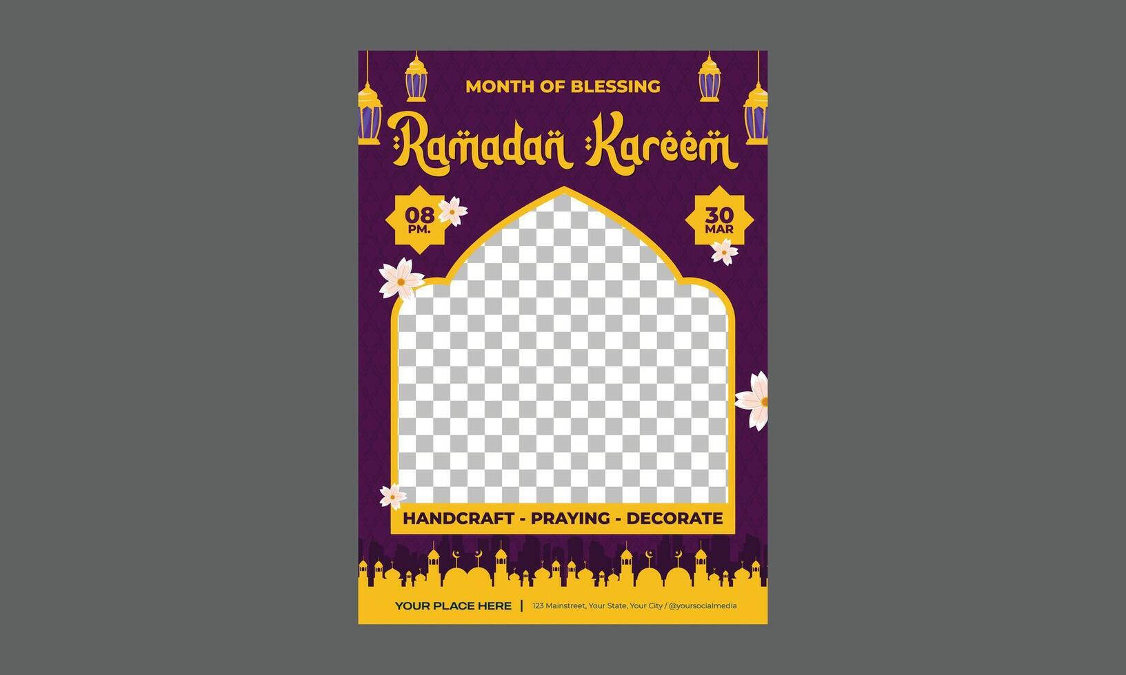 Ramadan Flyer. arabic letters background. ramadan kareem campaign vector