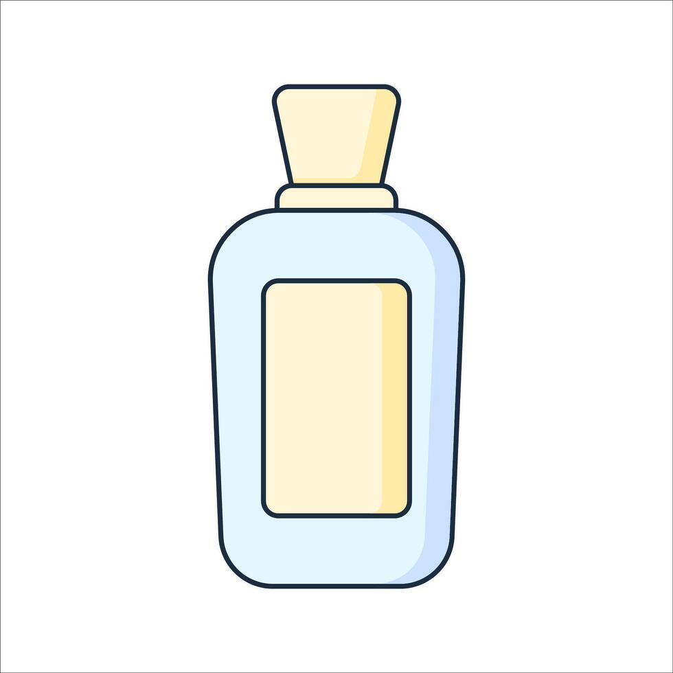 Perfume Bottle Flat design style, elegant glass perfume bottle with yellow liquid, ideal for beauty branding luxury product ads and cosmetics illustrations vector