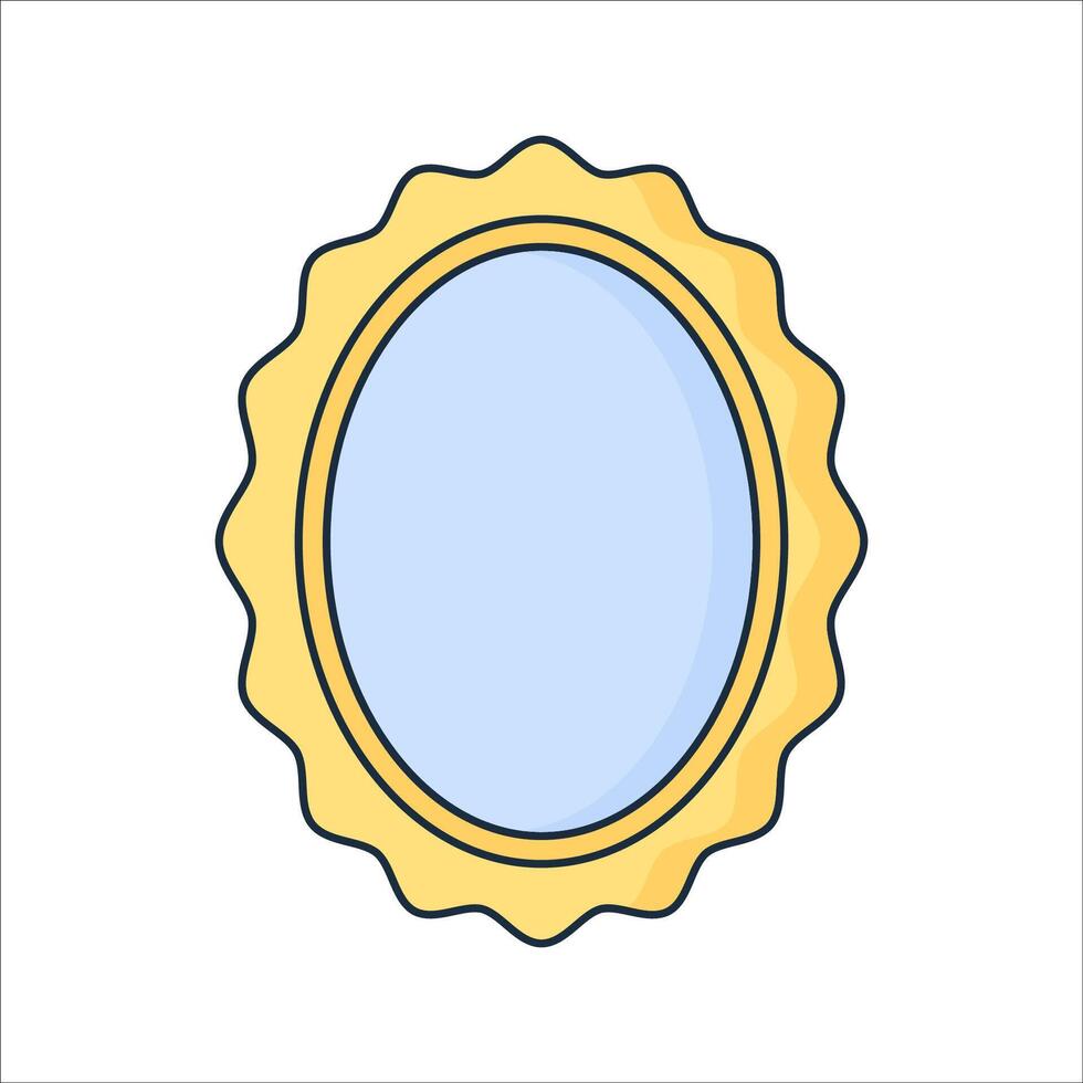 Mirror Frame Flat design style, gold decorative mirror with soft oval glass, perfect for beauty branding luxury store signage and home decor content vector