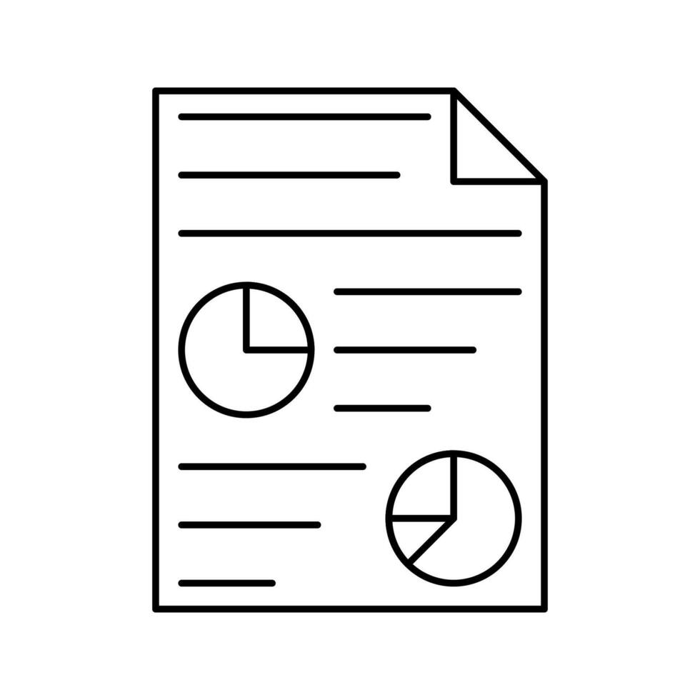 Report Sheet Outline style, paper with pie charts, representing analytics or reports, great for financial infographics or business analysis visuals vector