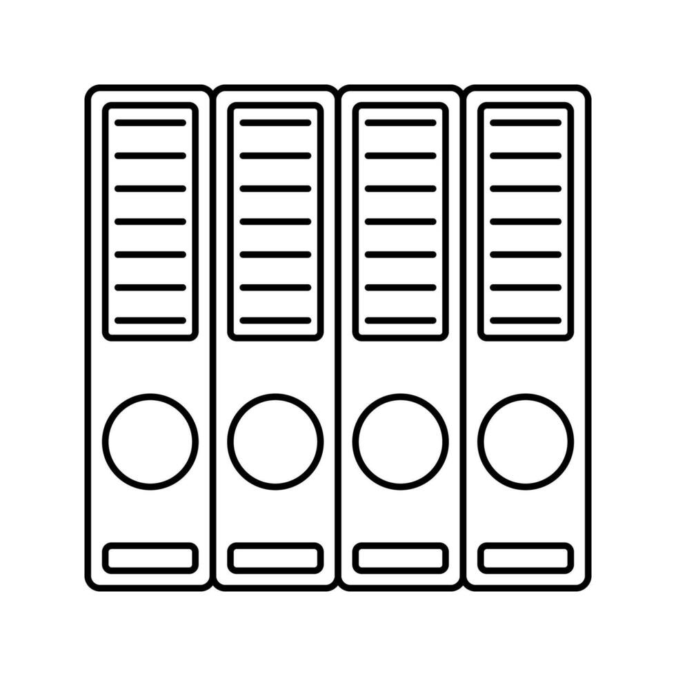 File Binders Outline style, document folders in a row, representing organized files, perfect for office, business, or admin-related designs vector