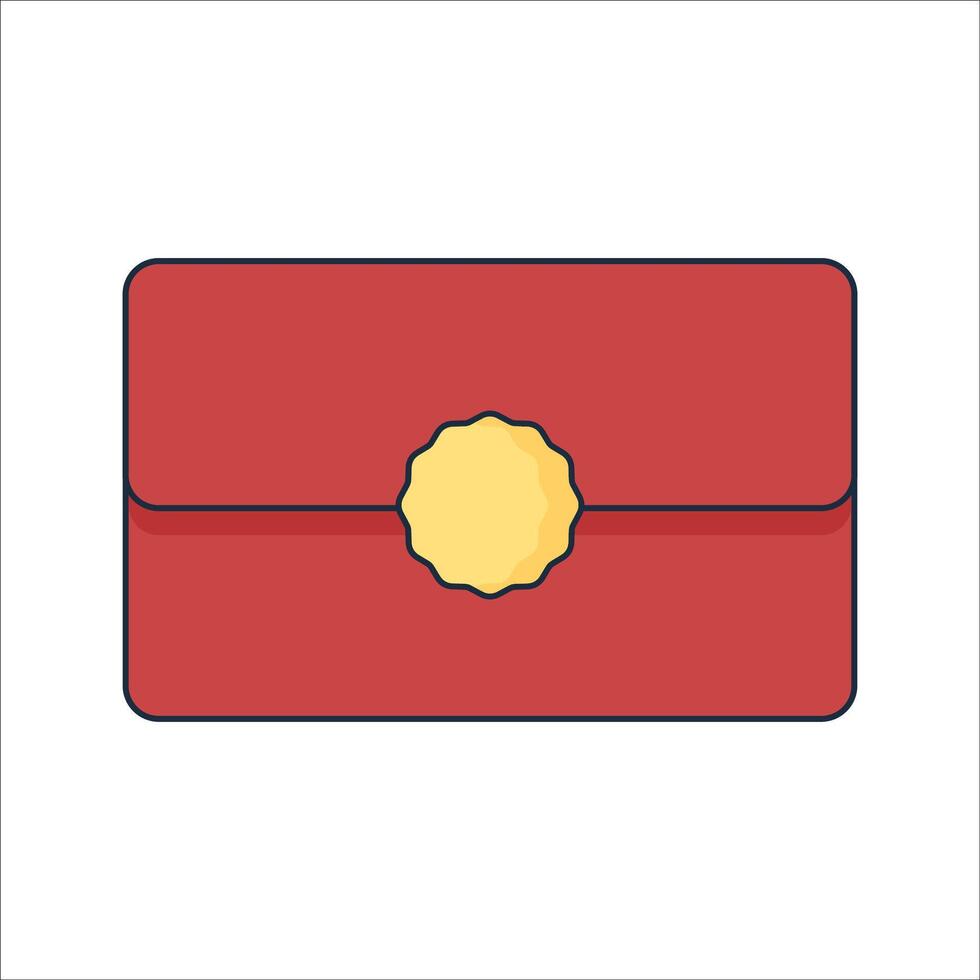 Clutch Bag Flat design style, red clutch with golden accent, suitable for evening fashion accessories and boutique product displays vector