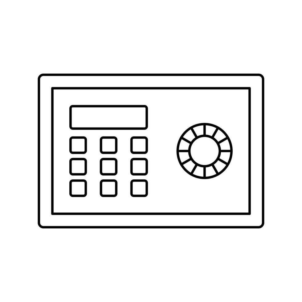 Safe Box Outline style, security safe for storing valuables, ideal for banking, finance, and cybersecurity-related designs vector
