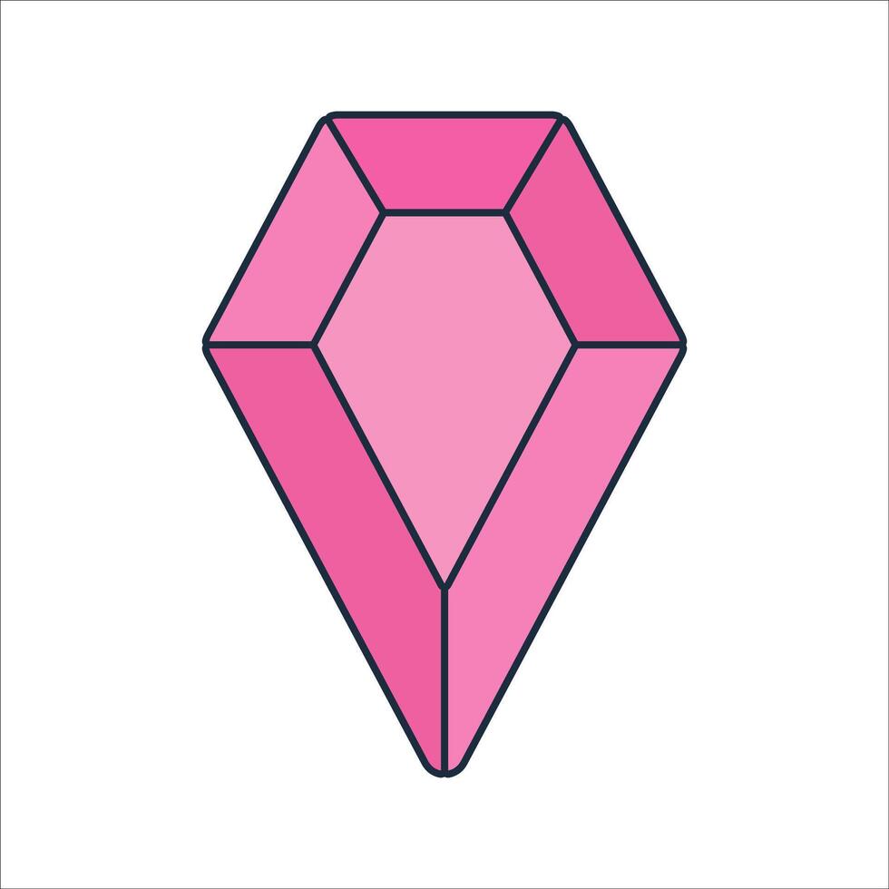 Pink Gem Flat design style, bright pink diamond shape gem, perfect for jewelry ads fashion branding and wealth themed visuals vector