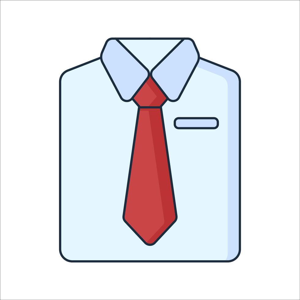 Shirt and Tie Flat design style, formal white shirt with red tie, great for fashion branding business visuals and menswear promotions vector