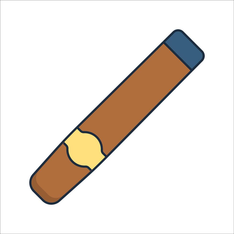Cigar Flat design style, brown cigar with golden band, perfect for luxury themes masculine branding and lifestyle visuals vector