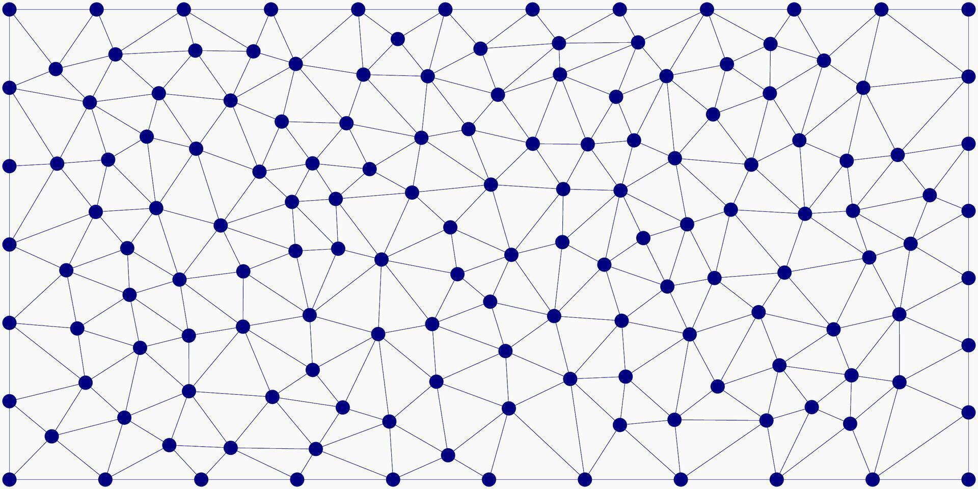 Abstract network of blue dots connected by thin lines, forming a geometric mesh pattern on a light background. vector