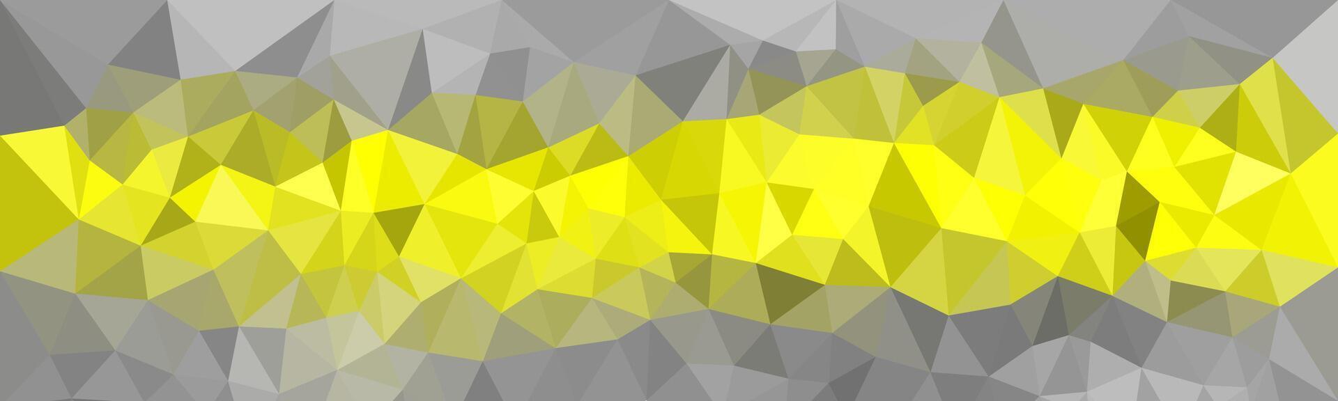 A modern low-poly background with a striking horizontal band of vibrant yellow against a muted gray geometric pattern. vector