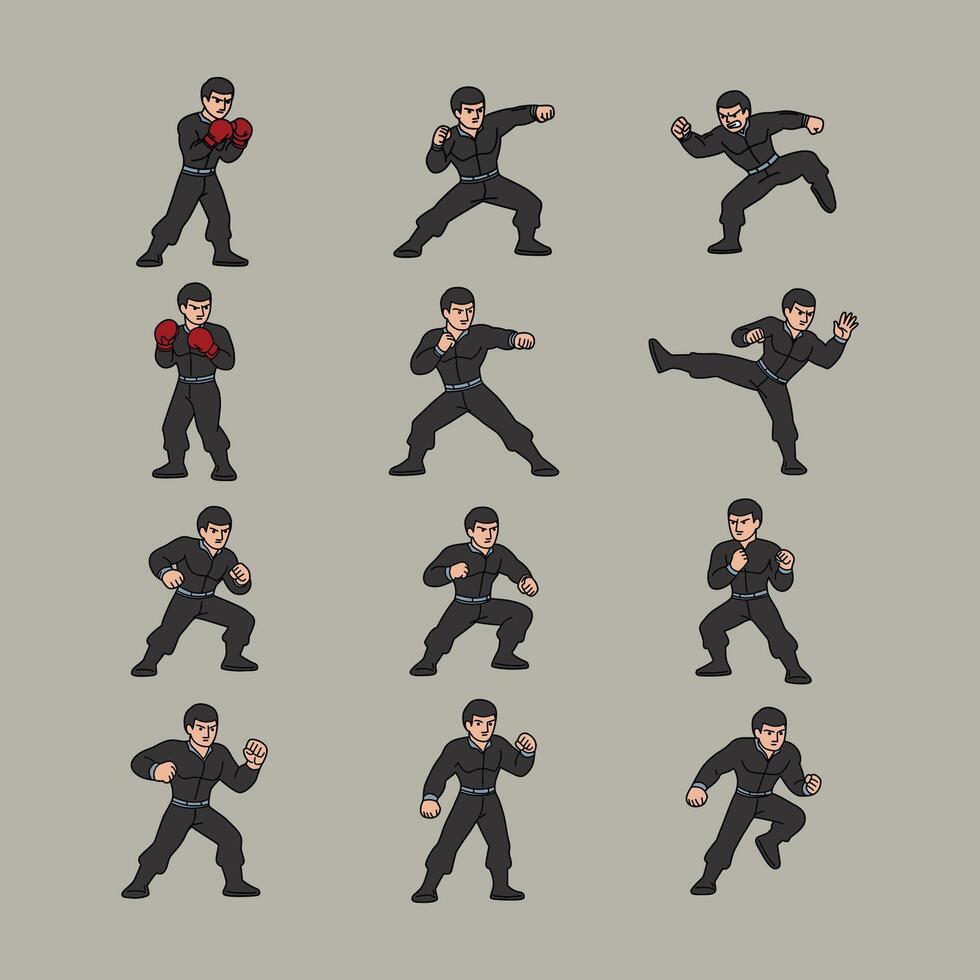 Combat and Fighting Stances Action Packed Reference vector