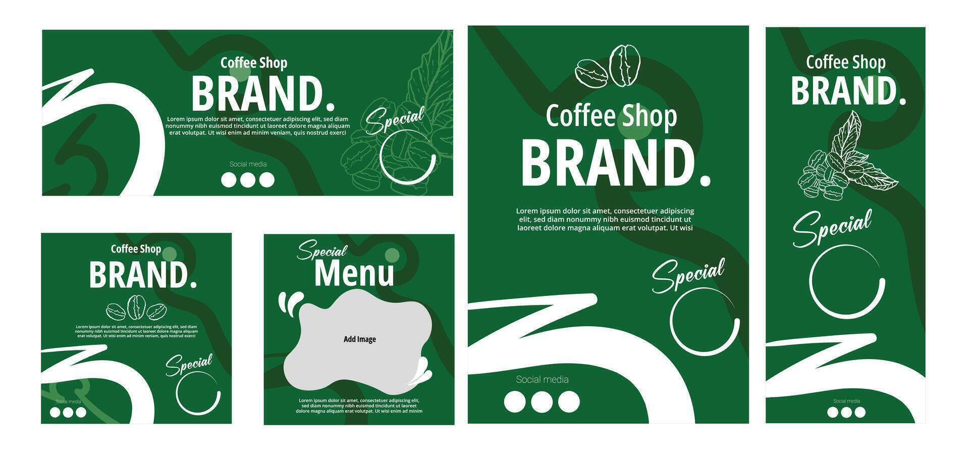 Creative Coffee Shop Brand Promotion Set with Modern Design Elements vector