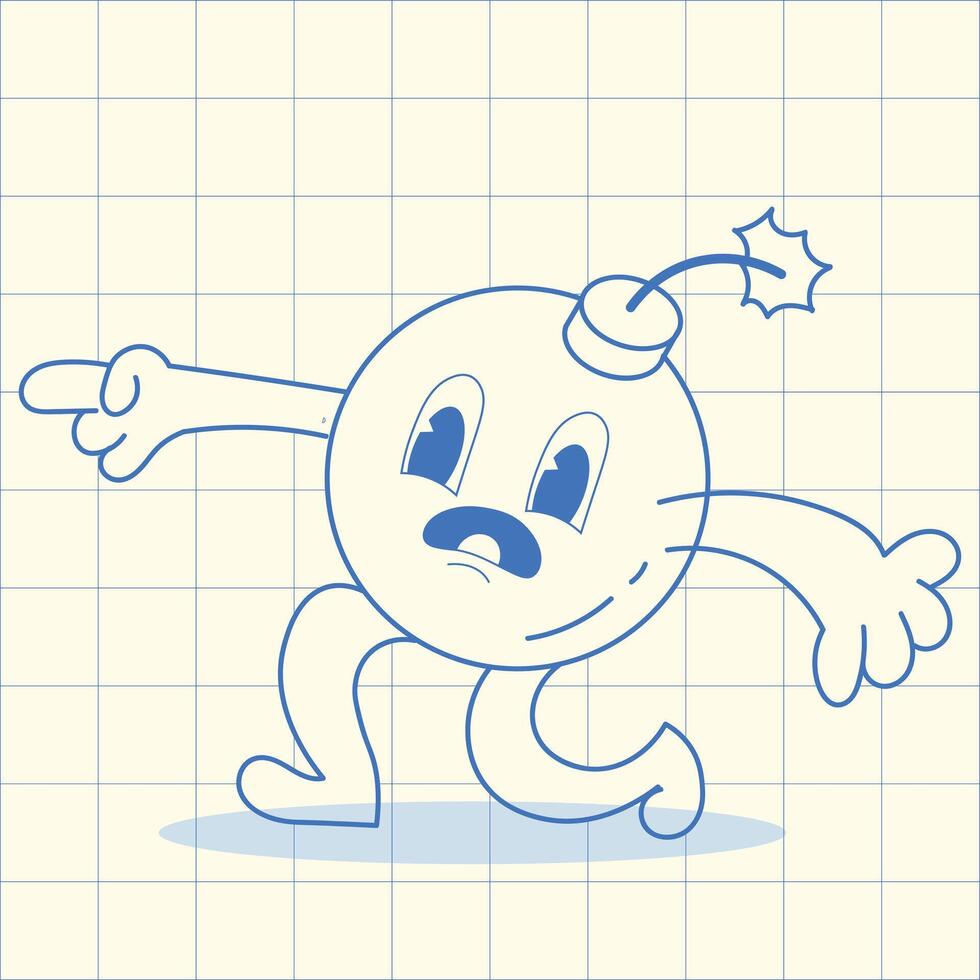 Cartoon Bomb Character with Retro Animation Style and Explosive Potential vector