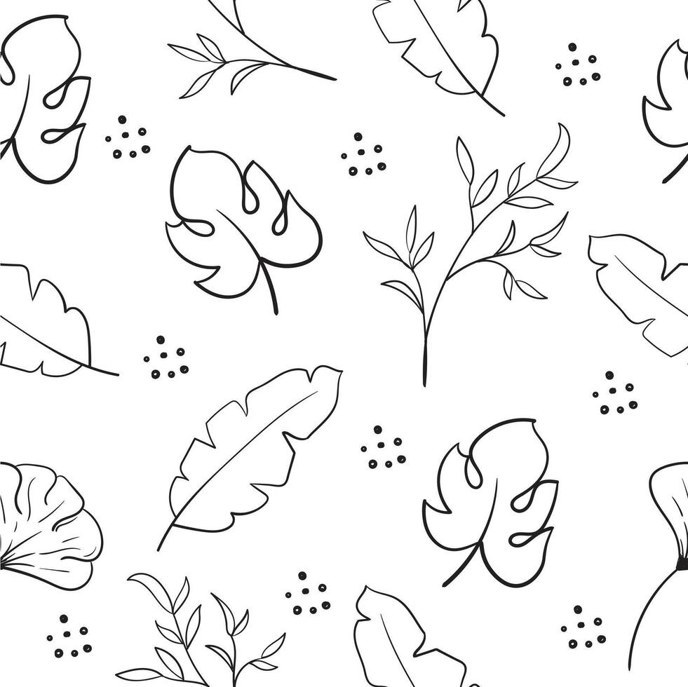 Elegant botanical line art seamless pattern for textile and background designs vector