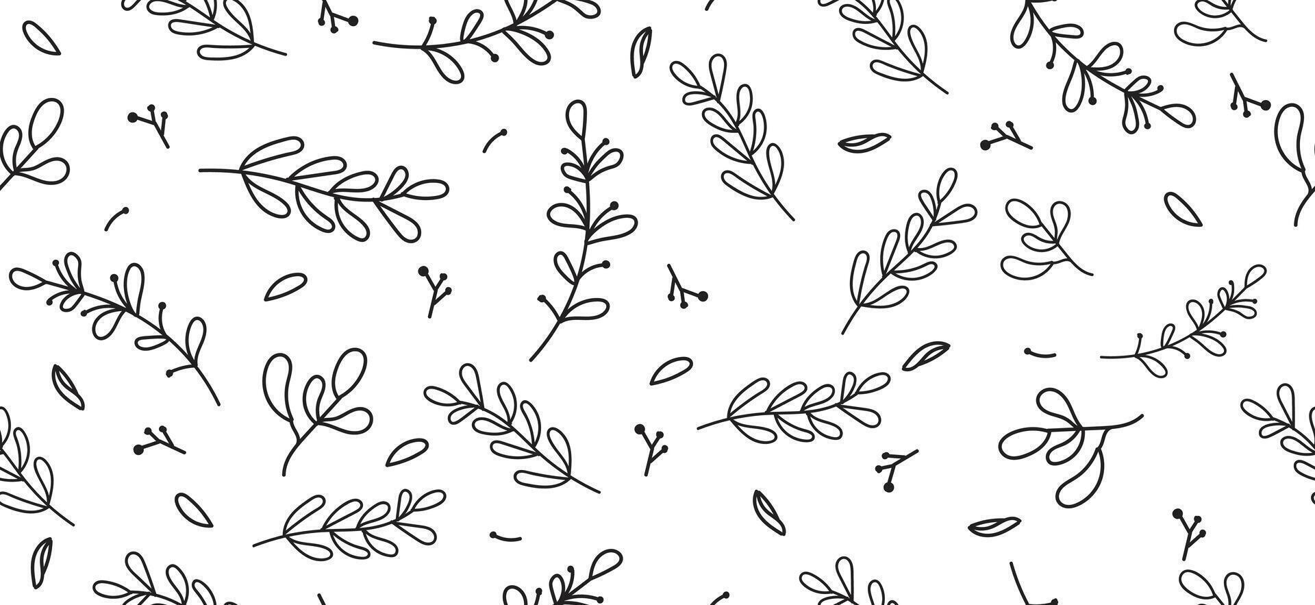 Elegant monochrome botanical pattern with delicate leaf and branch designs vector