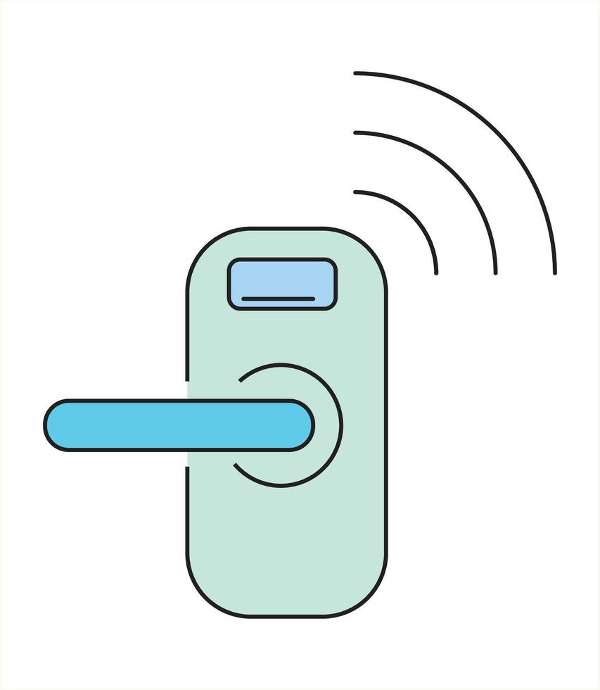 Illustration of a smart door handle with wireless connectivity feature vector