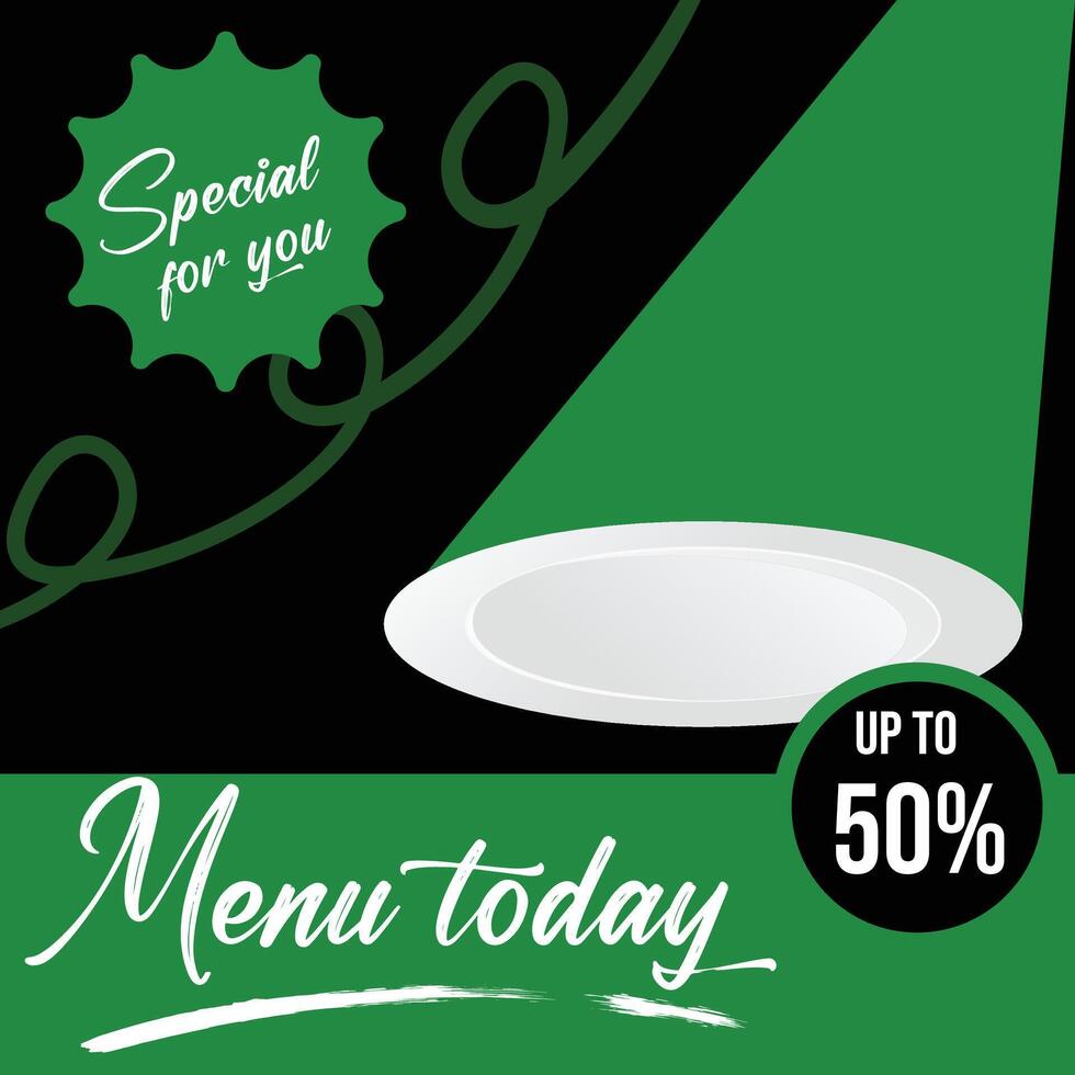 Enticing food promotional banner featuring a special menu today and discount vector