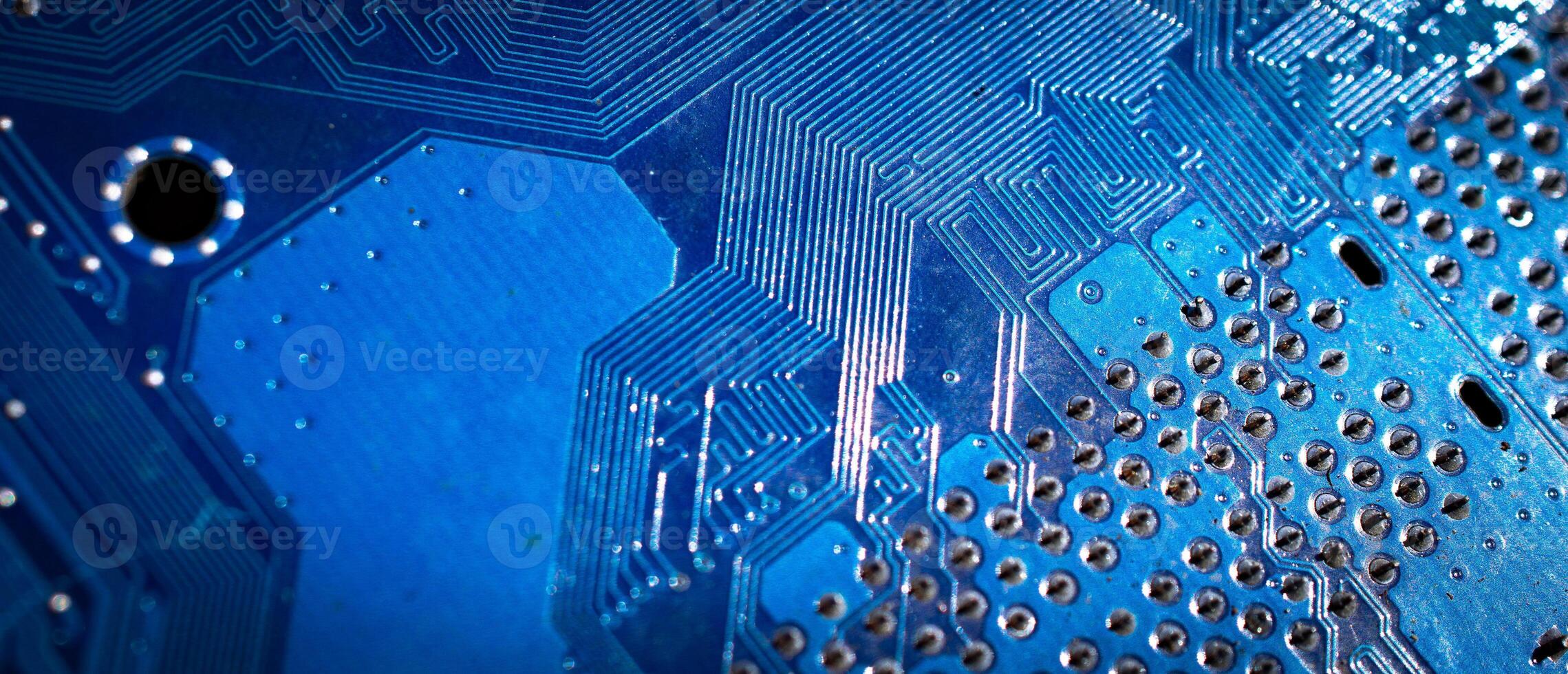 Blue Modern Circuit Board Background Banner. background or texture photo