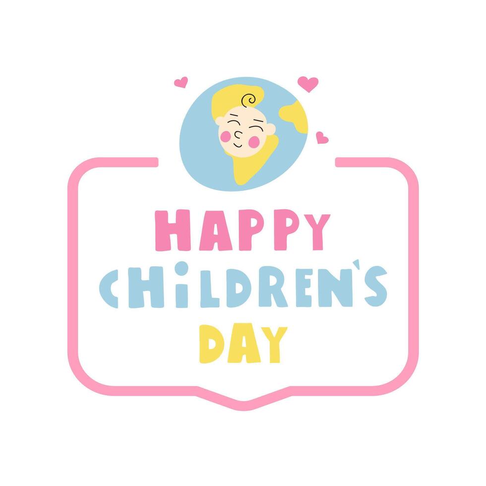 Happy children's day. flat badge design. Illustration on white background. vector