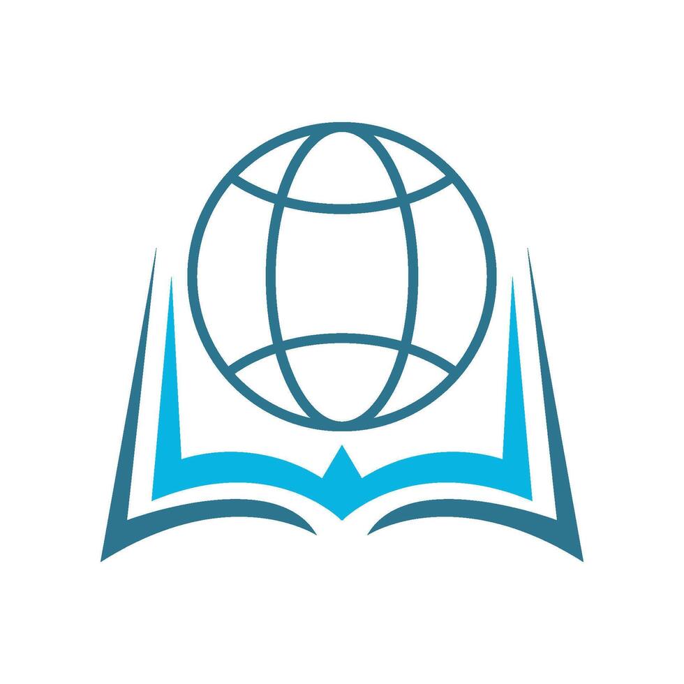 Planet with book logo icon design vector