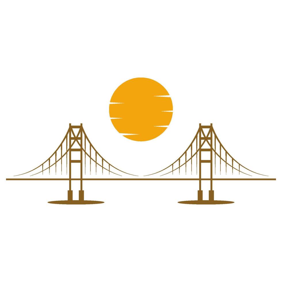 Bridge and sun logo icon design vector