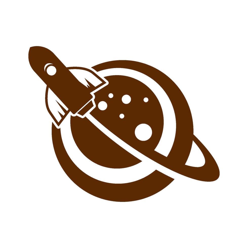 Planet with plane icon design vector