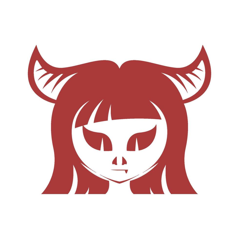 Devil girl logo icon design vector