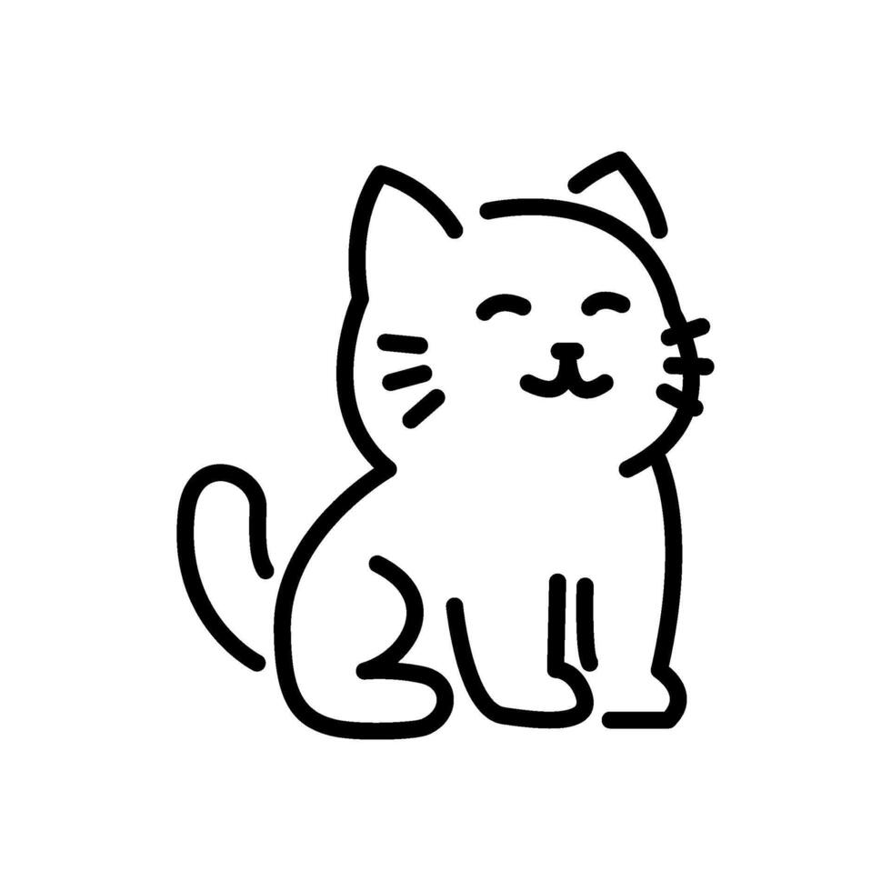 Cute sitting cat icon side drawing vector