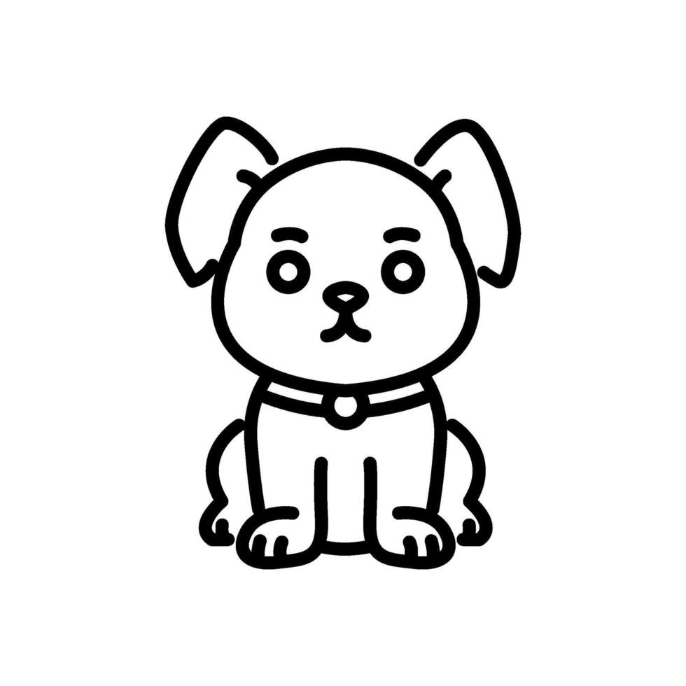 Cute puppy outline icon simple collar vector