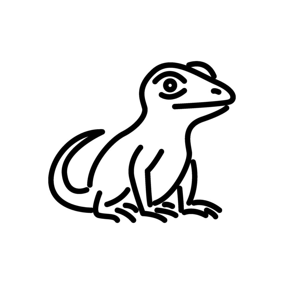 Sitting lizard line art icon vector