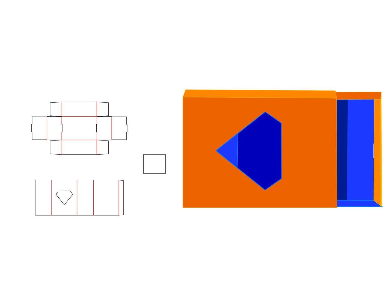 Diamond Shape window Slide box LASER CUT Template vector