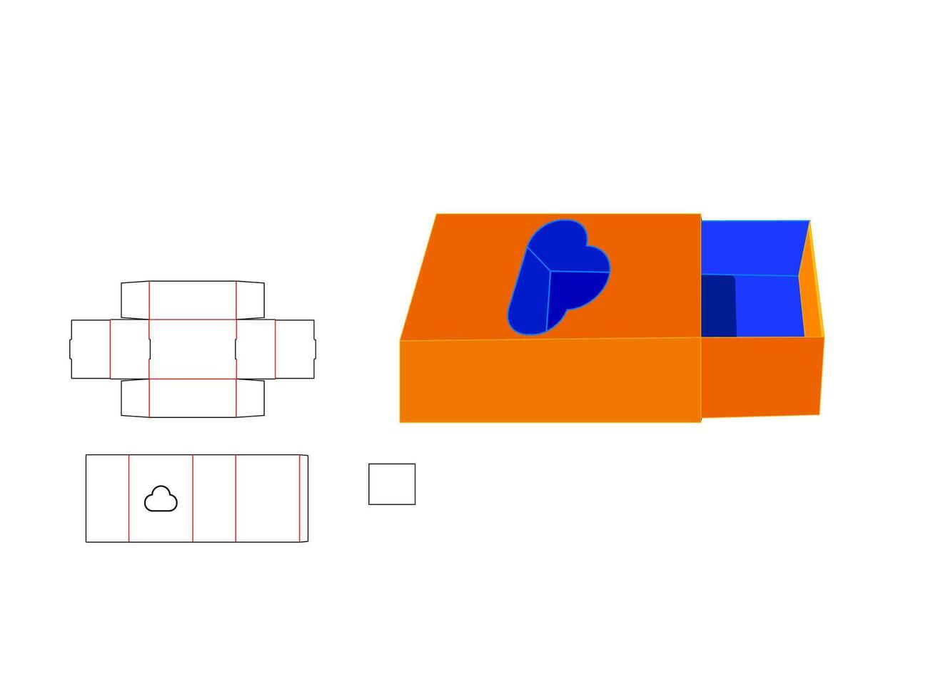 Cloud Shape window Gift Drawer box LASER CUT Template vector