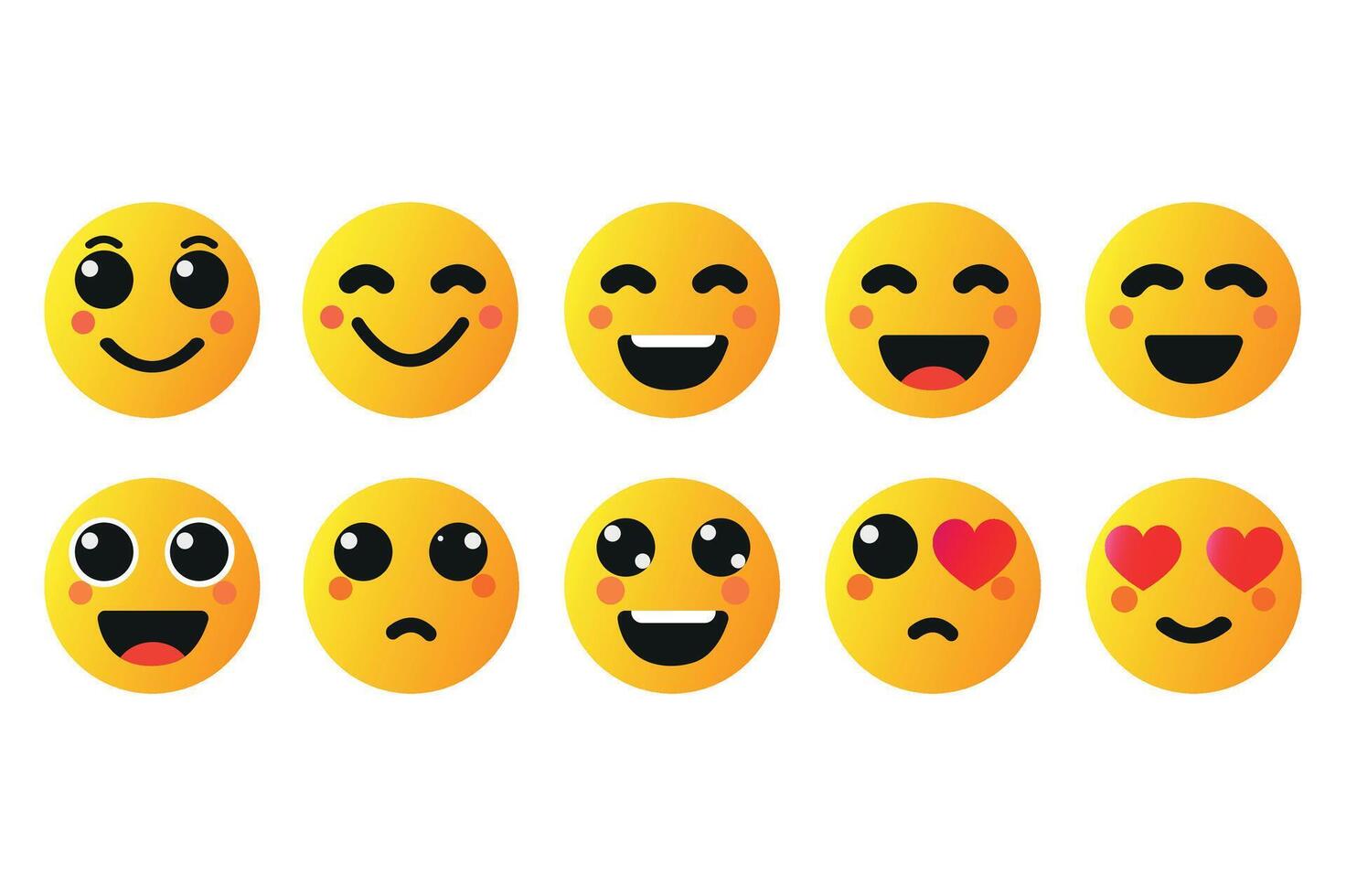 High-Quality cute Emoji Faces with colorful art style vector