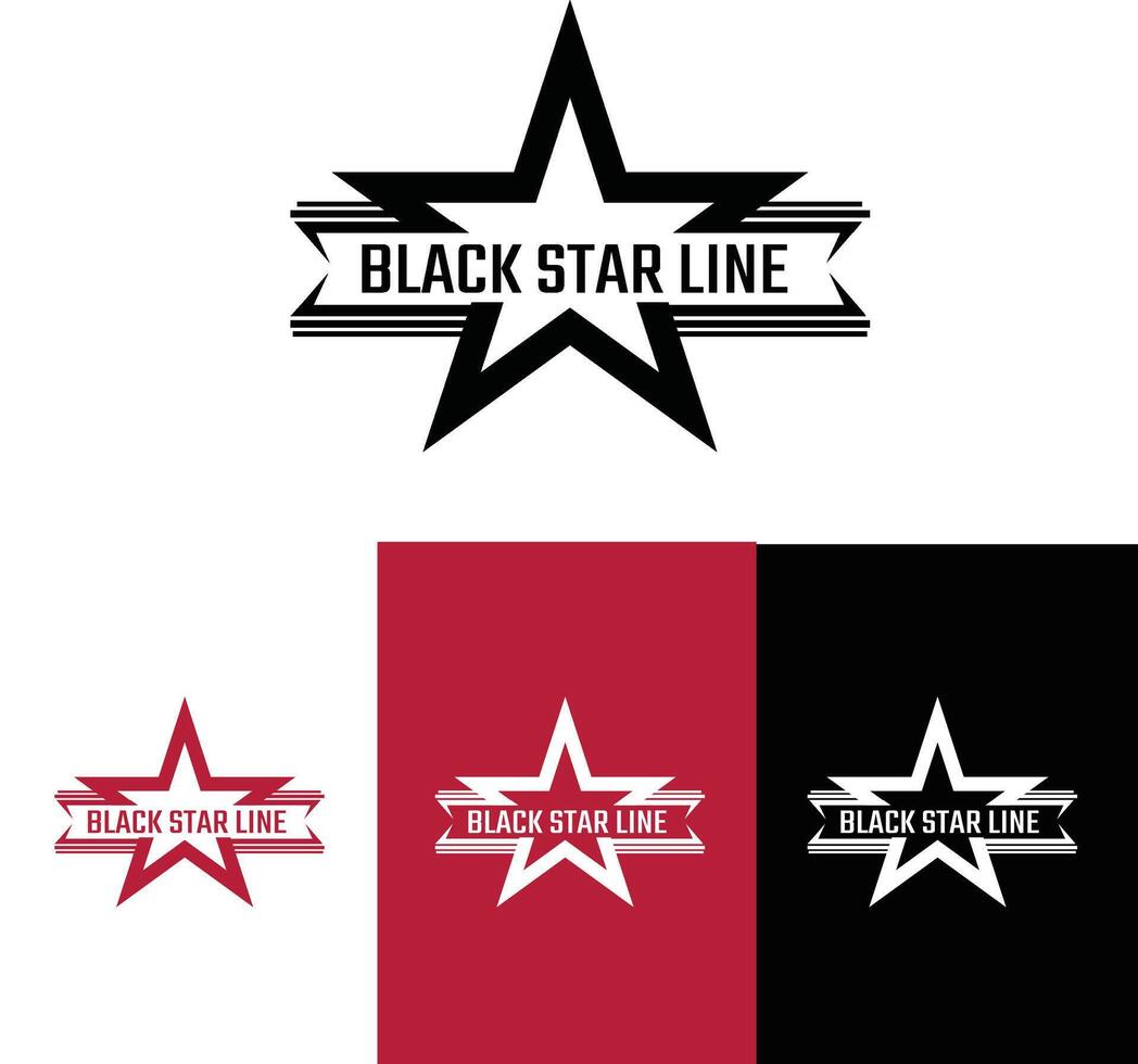 minimalistic black star line business logo vector