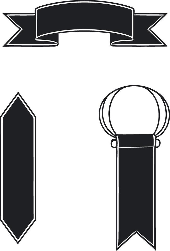 Simple Black Ribbon Set for Decoration and Tribute vector