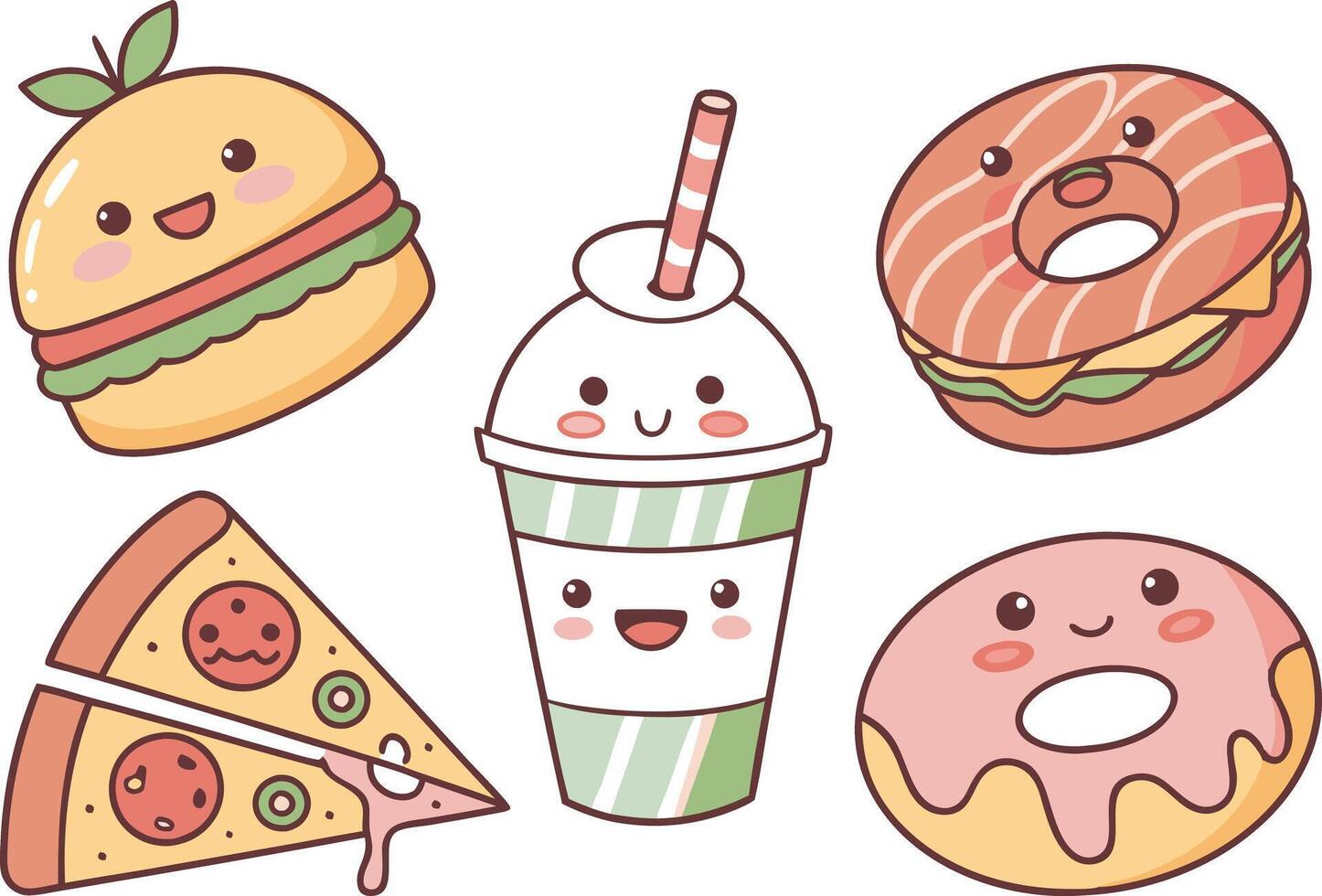 Happy Food Doodle Clipart for Labels and Tags vector