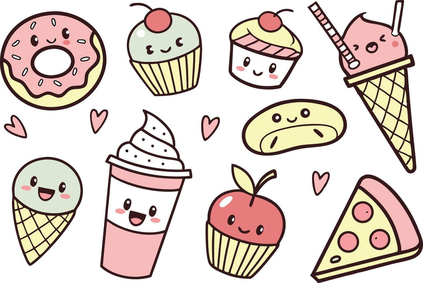 Fun and Happy Food Clipart for Planners vector