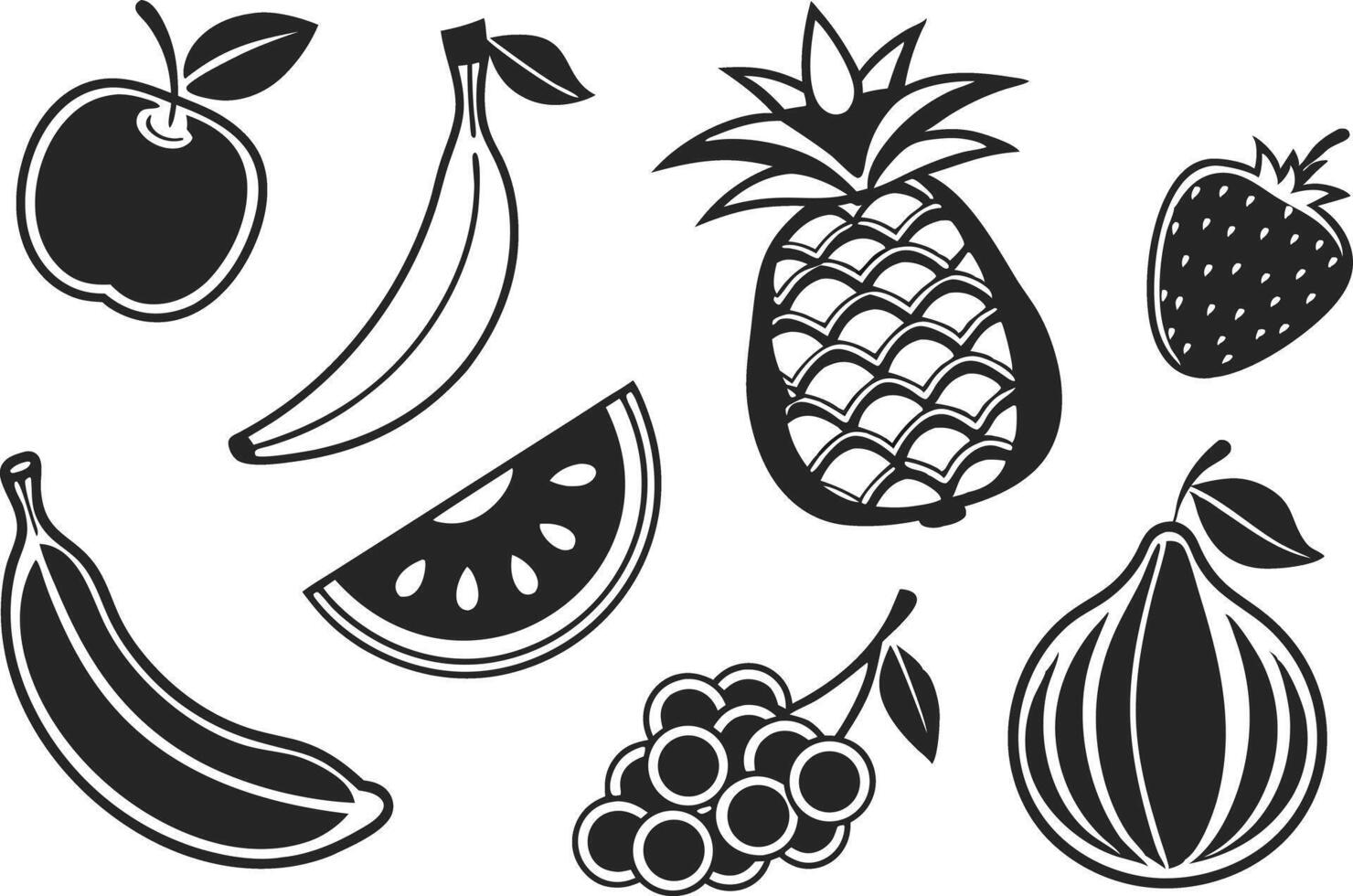 Hand Drawn Fruits Icon Art vector