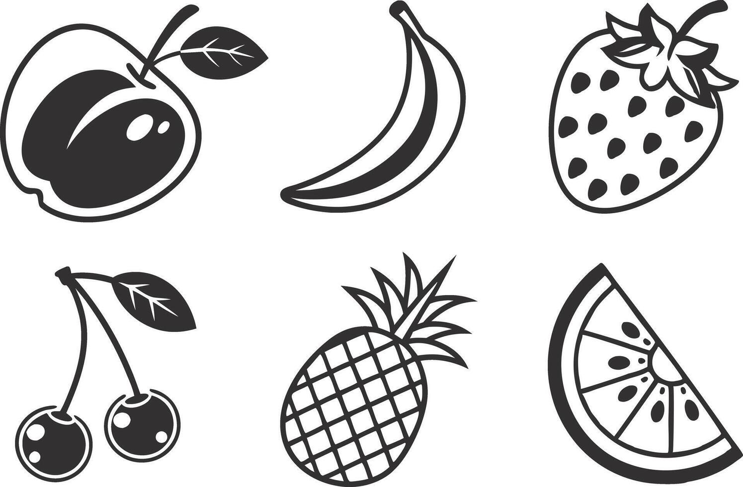 Modern Fruits Icon Collection vector
