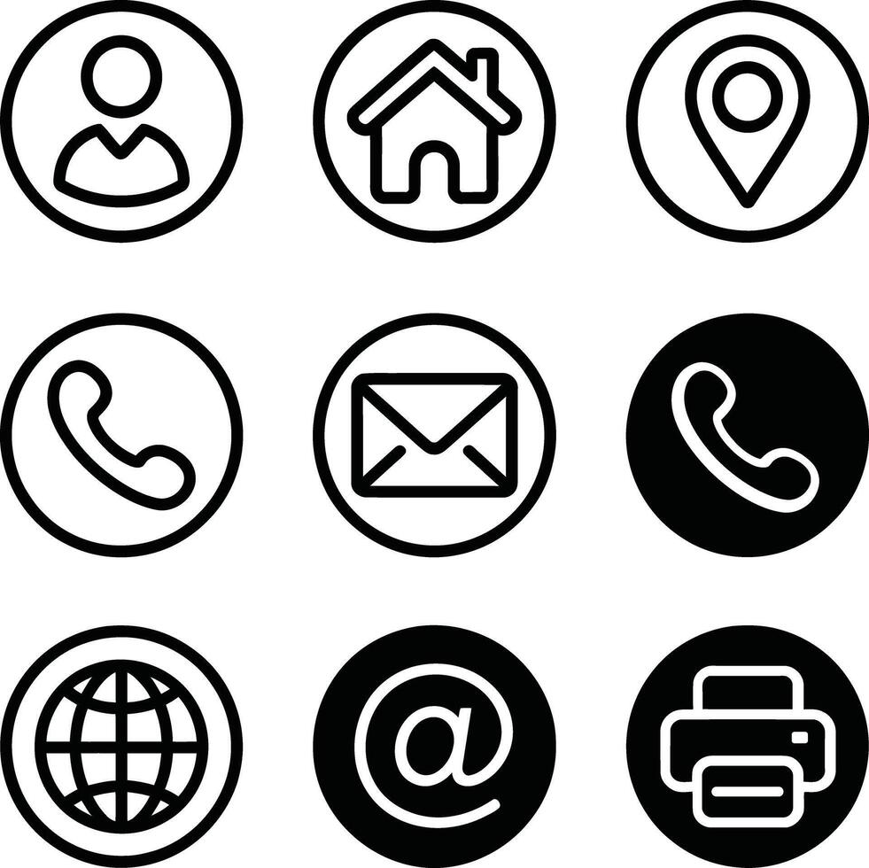 Clean Contact Icon Collection for Digital Use vector