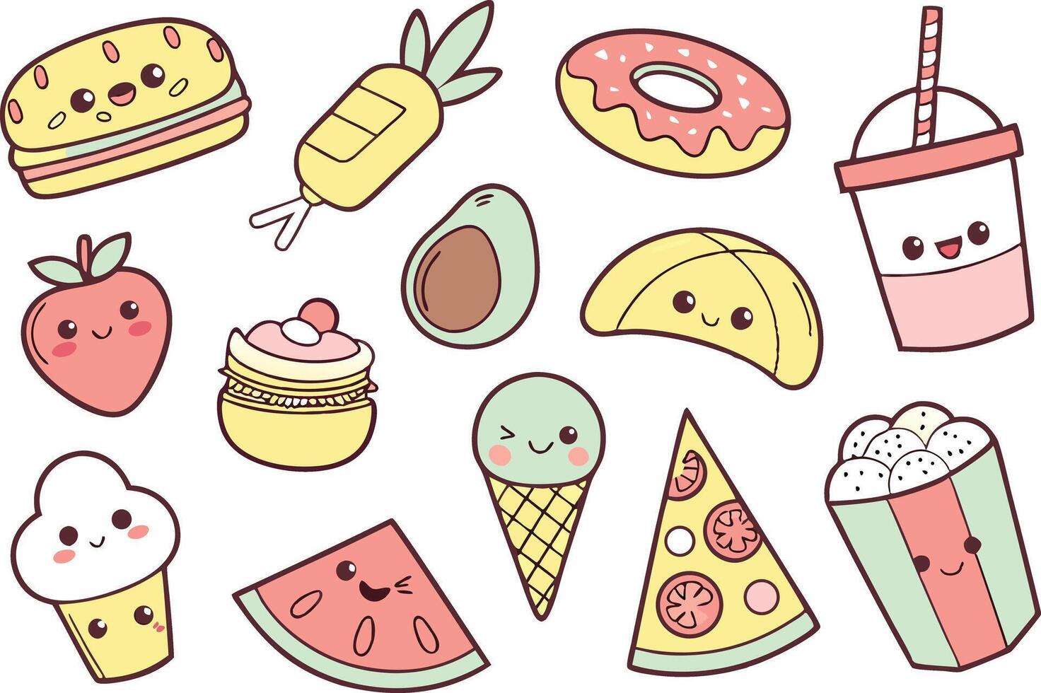 Kawaii Candy and Snack Clipart for Downloads vector