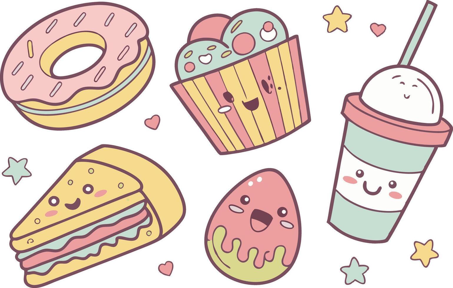 Happy Sushi and Snack Clipart Bundle vector