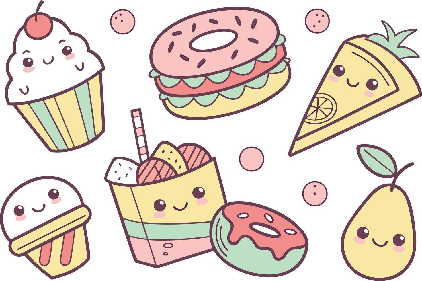 Ice Cream and Candy Kawaii Clipart Pack vector