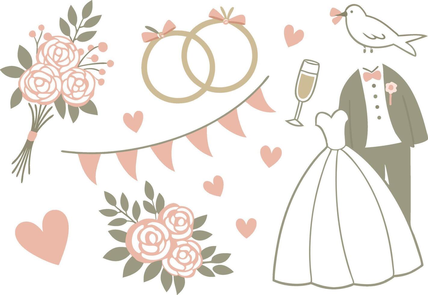 DIY Wedding Clipart Set for Invitations and Decorations vector