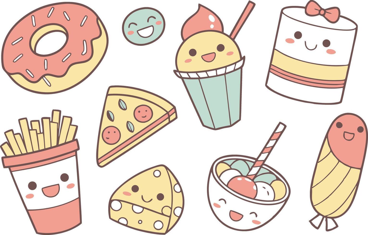 Happy Food Clipart Bundle for Crafts vector