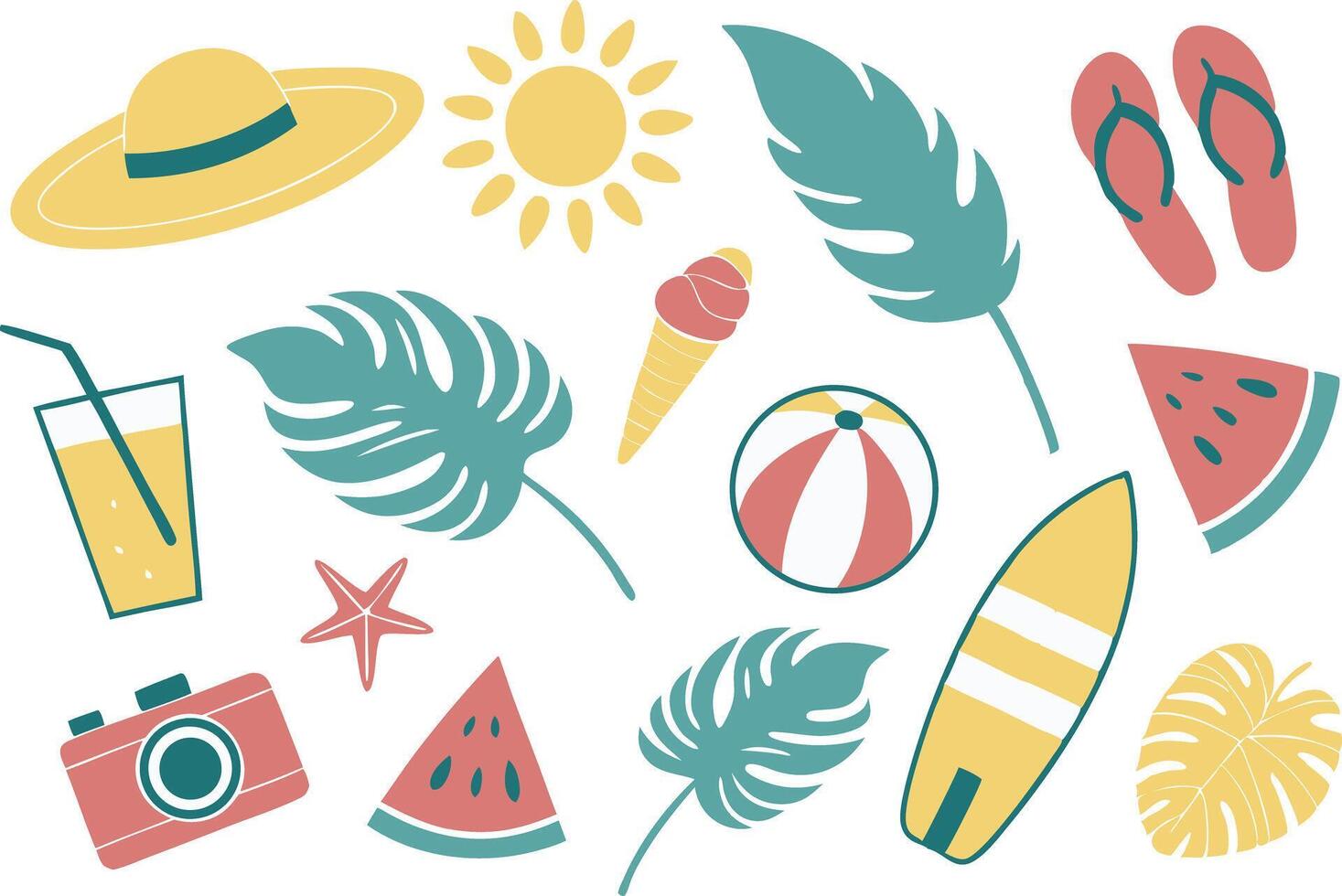 Summer Icons and Clipart Set for Designers vector