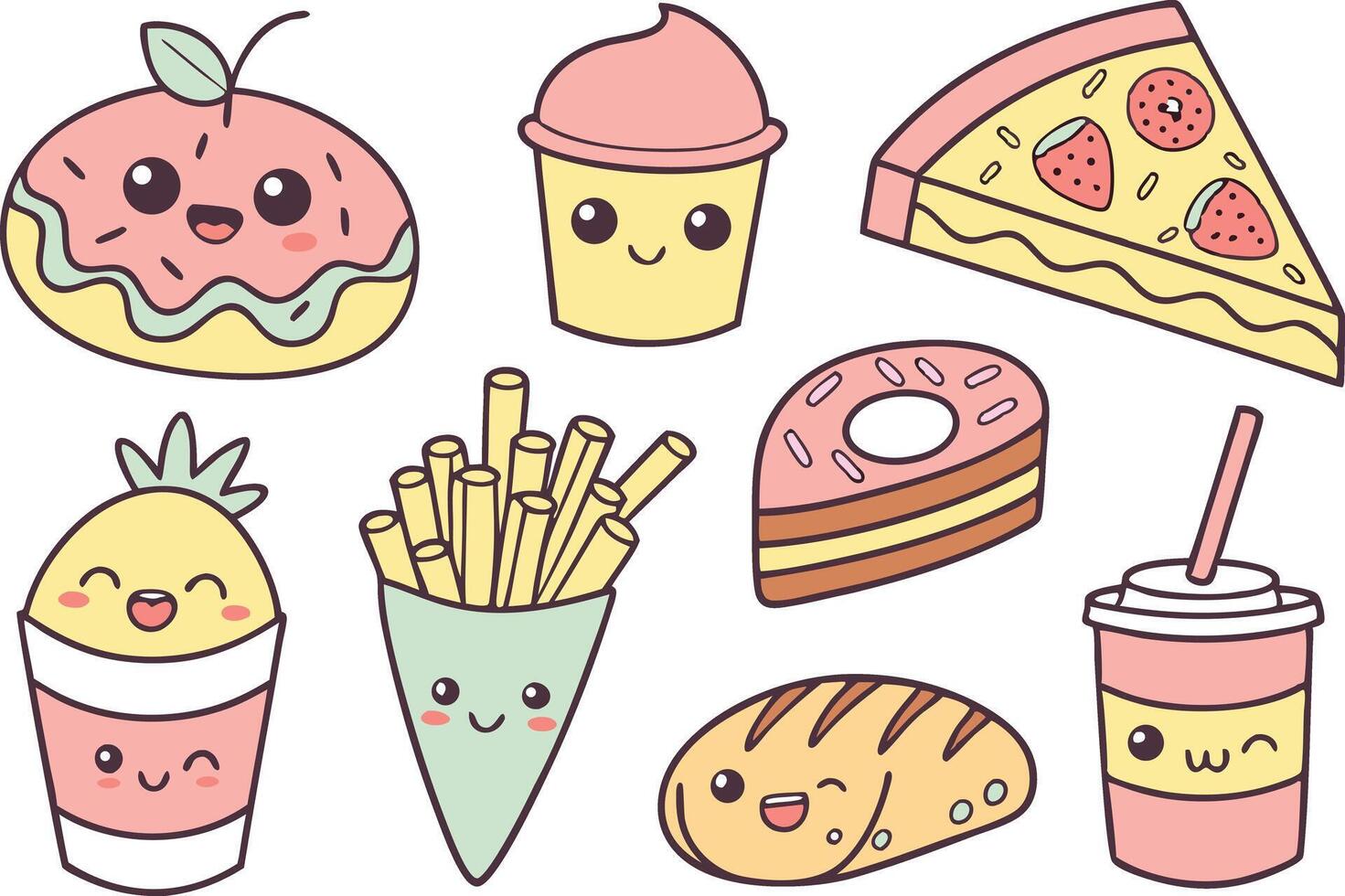 Kawaii Cupcake and Candy Clipart Pack vector
