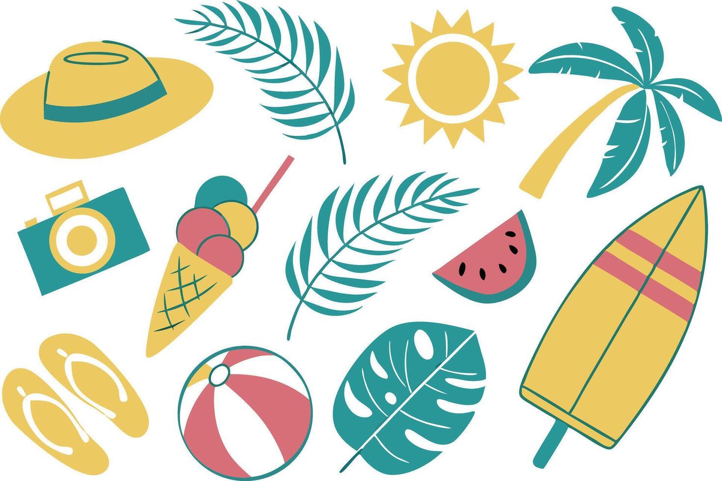 Tropical Summer Elements for Creative Projects vector