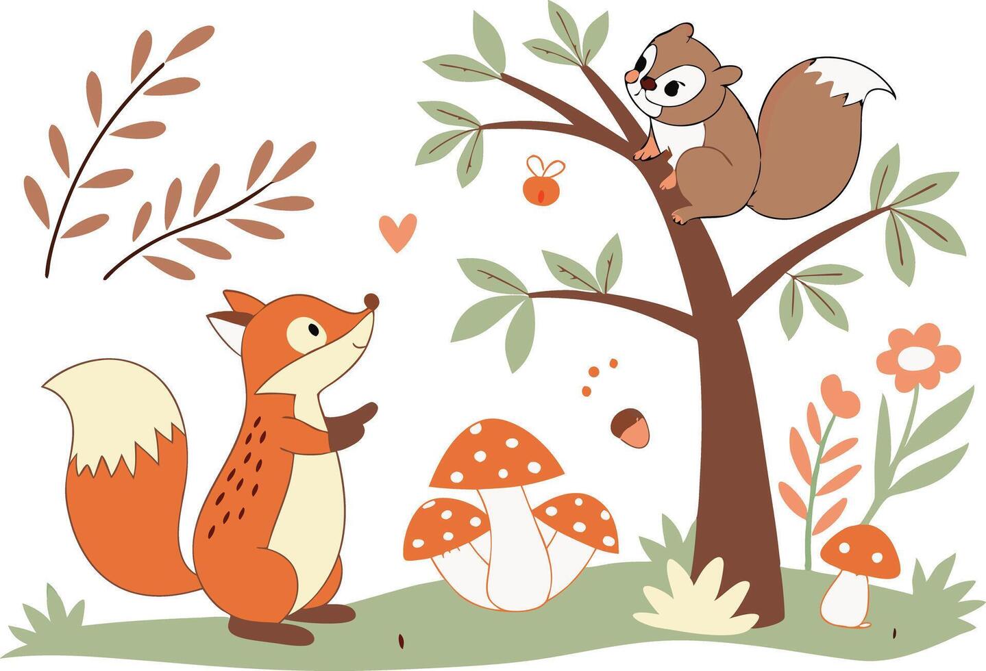 Forest Animal Clipart Bundle with Fox Deer and Bear vector
