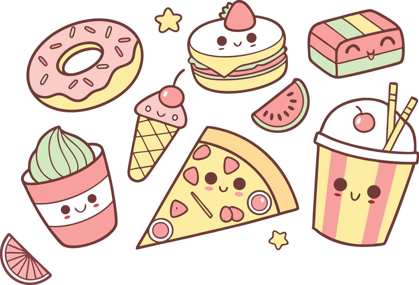 Kawaii Bakery Clipart for Invitations vector